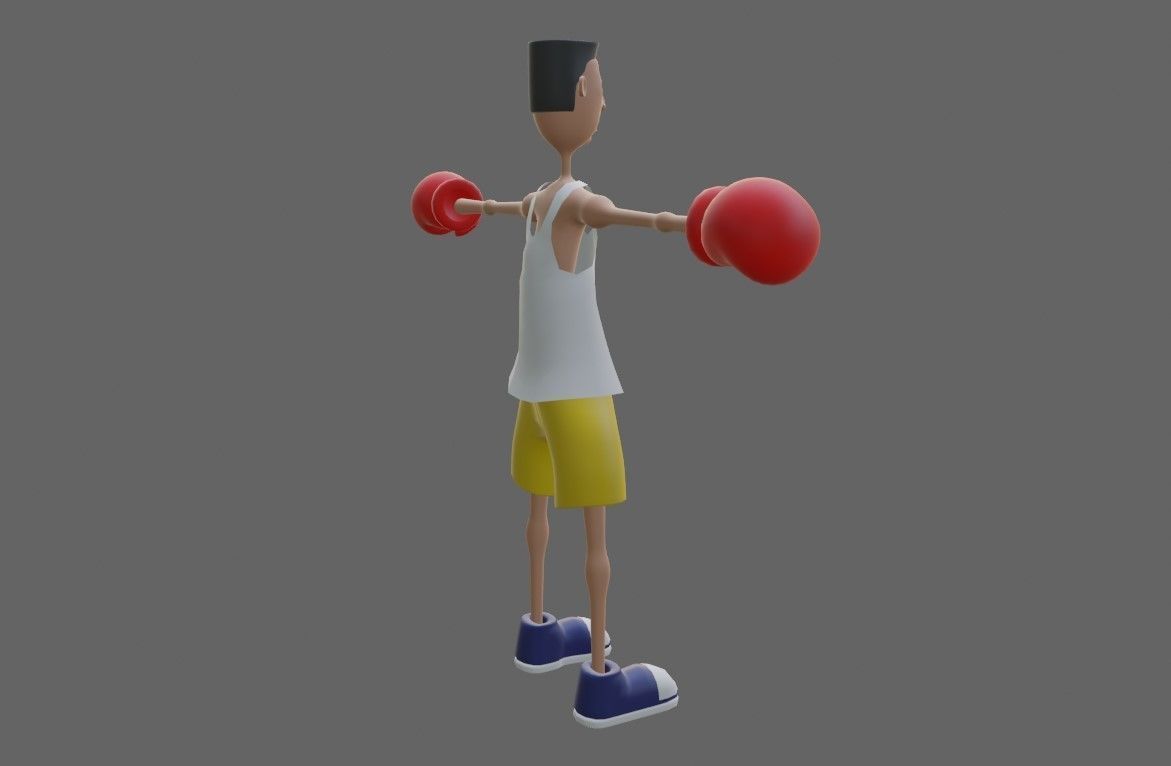 Boxer Fighter Cartoon - Lutador de Boxe 3D model_5