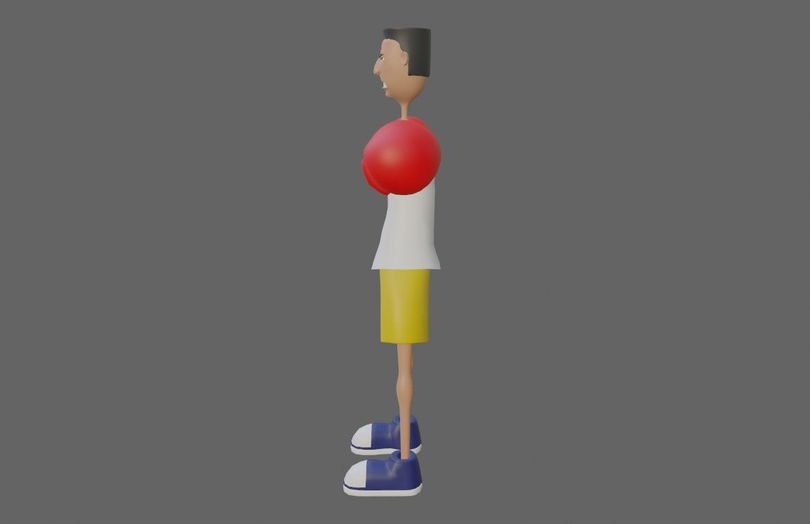 Boxer Fighter Cartoon - Lutador de Boxe 3D model_3