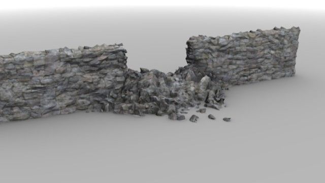 Broken Stone Wall 3D print model_3