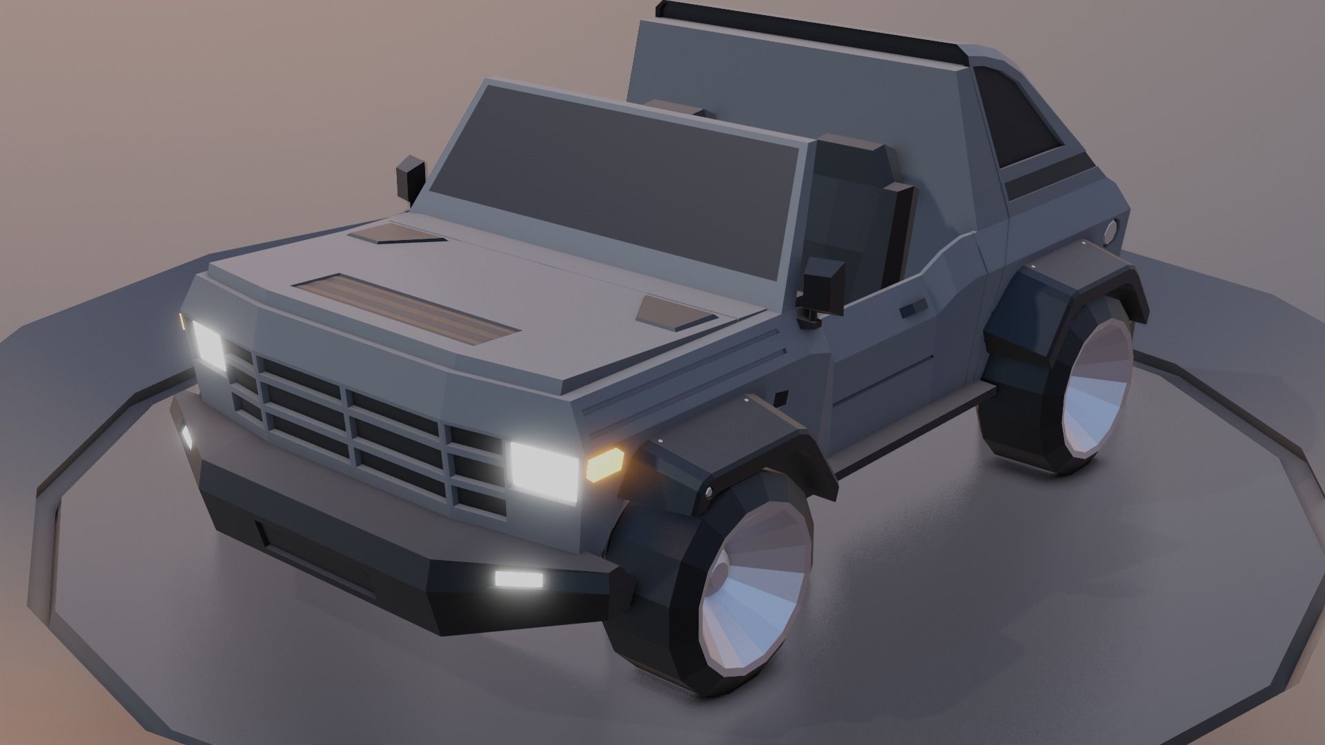 customizable jeep car Low-poly 3D model_30