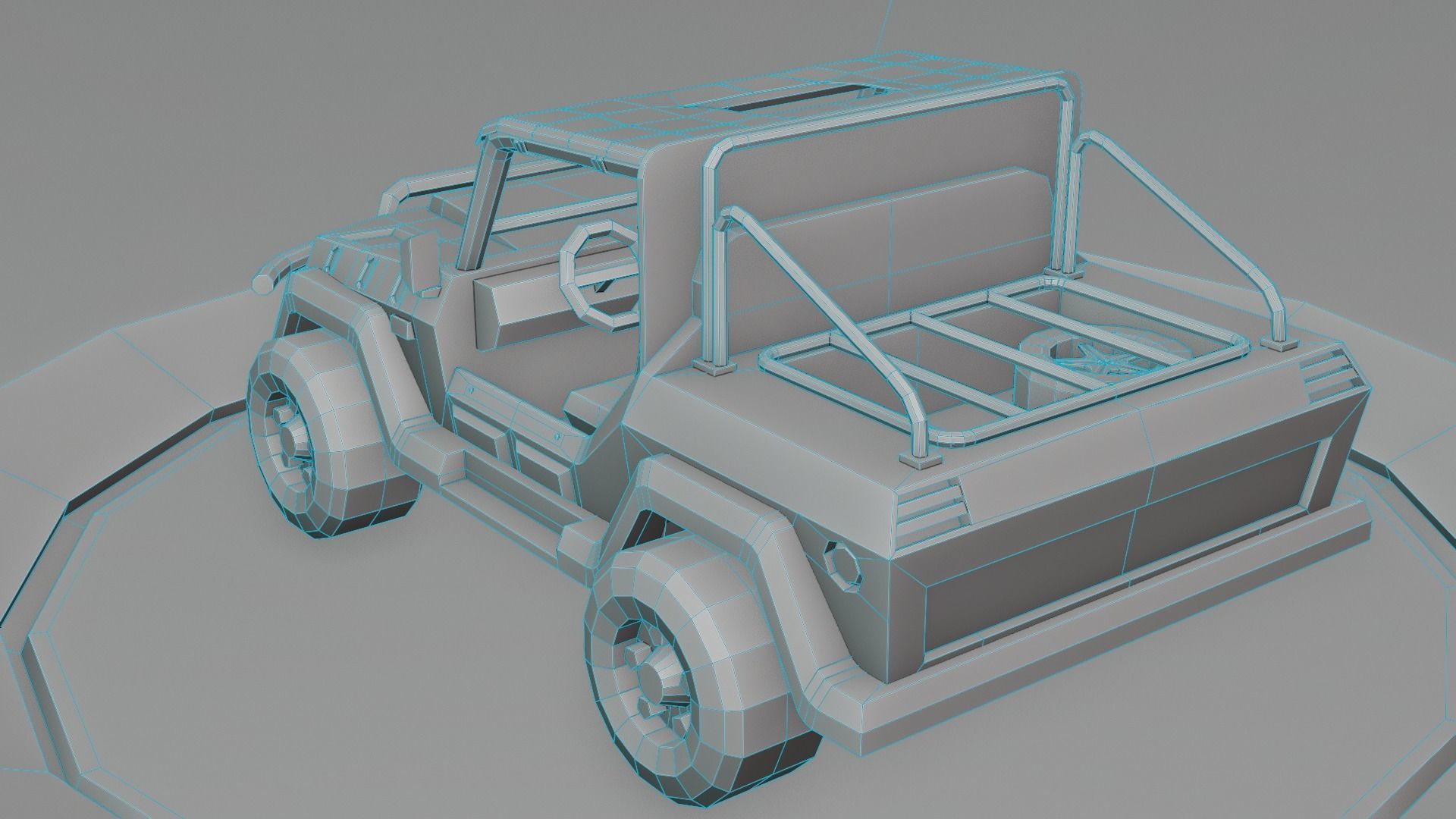 customizable jeep car Low-poly 3D model_26