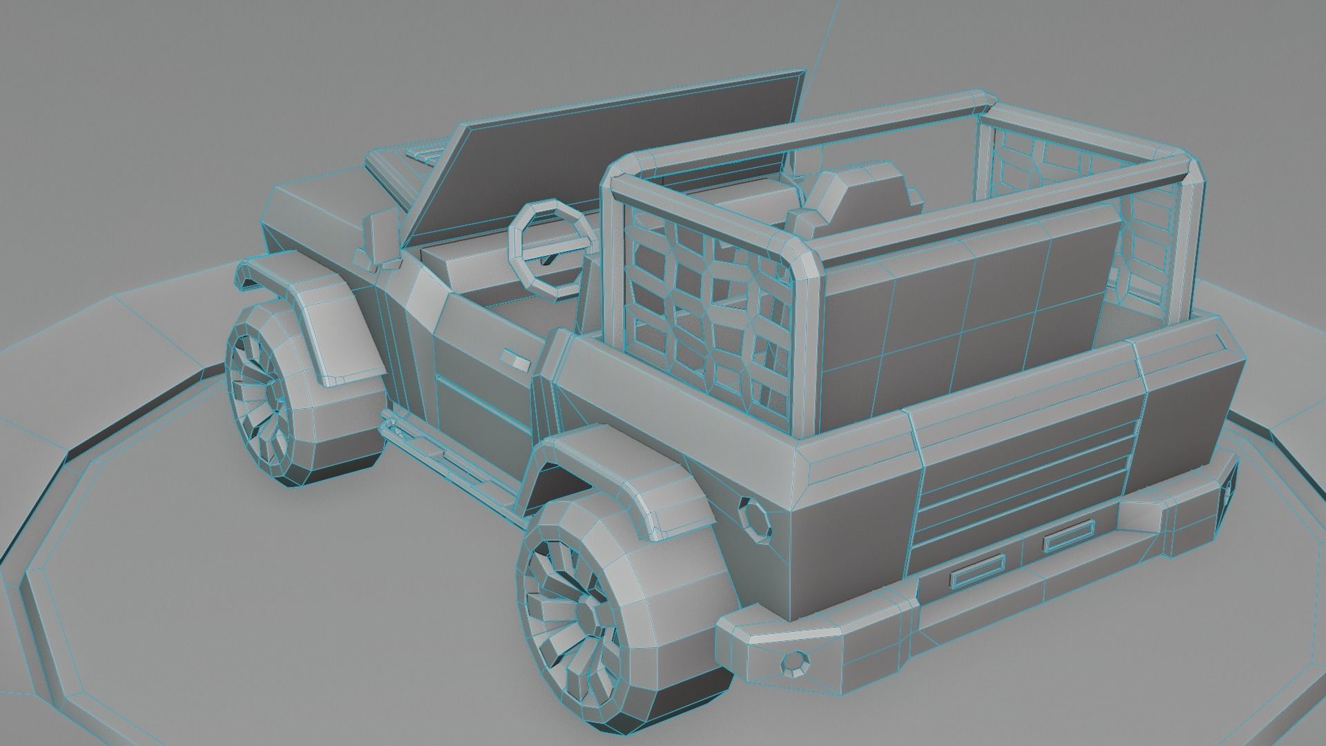 customizable jeep car Low-poly 3D model_19