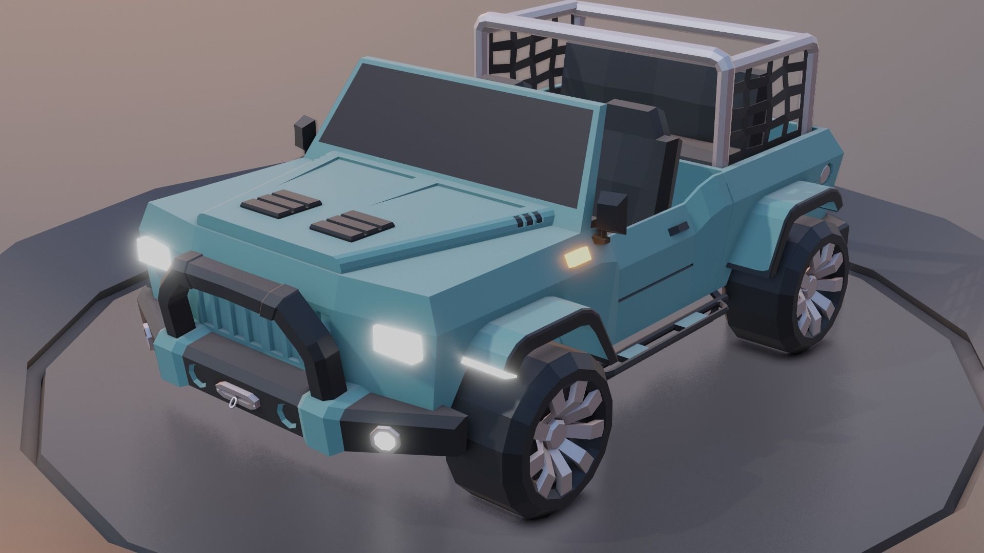 customizable jeep car Low-poly 3D model_17