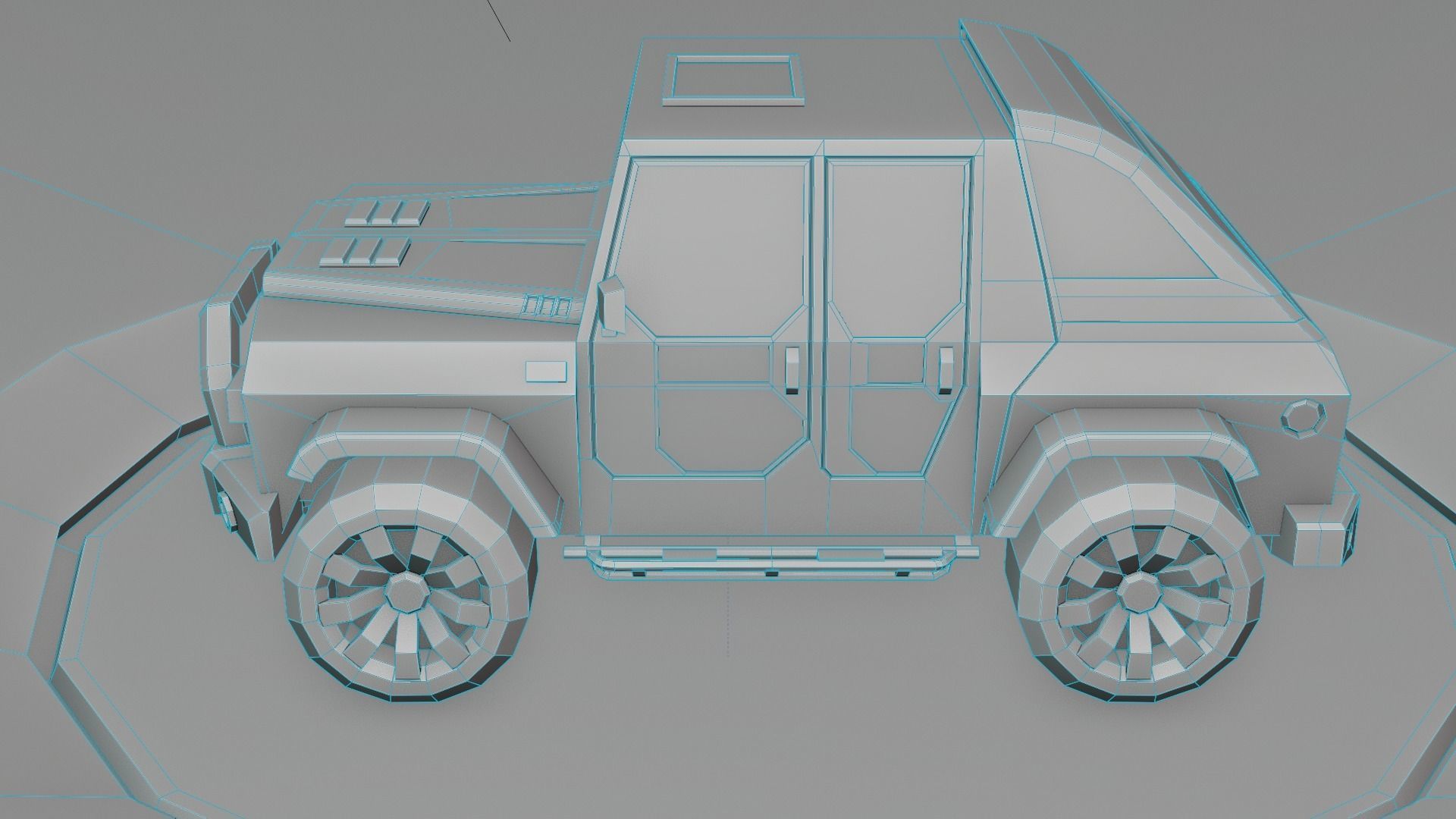 customizable jeep car Low-poly 3D model_13