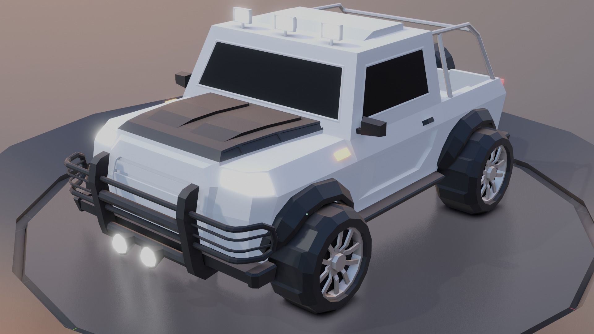customizable jeep car Low-poly 3D model_4