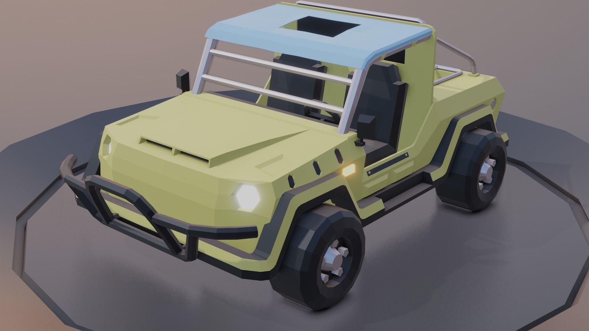 customizable jeep car Low-poly 3D model_22