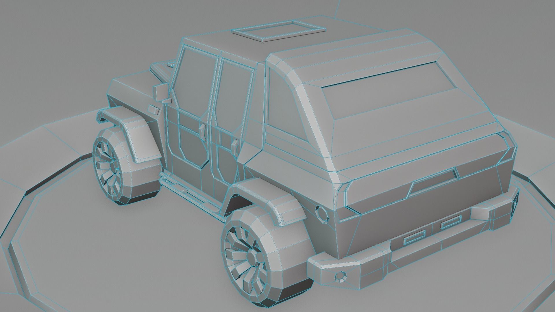 customizable jeep car Low-poly 3D model_14