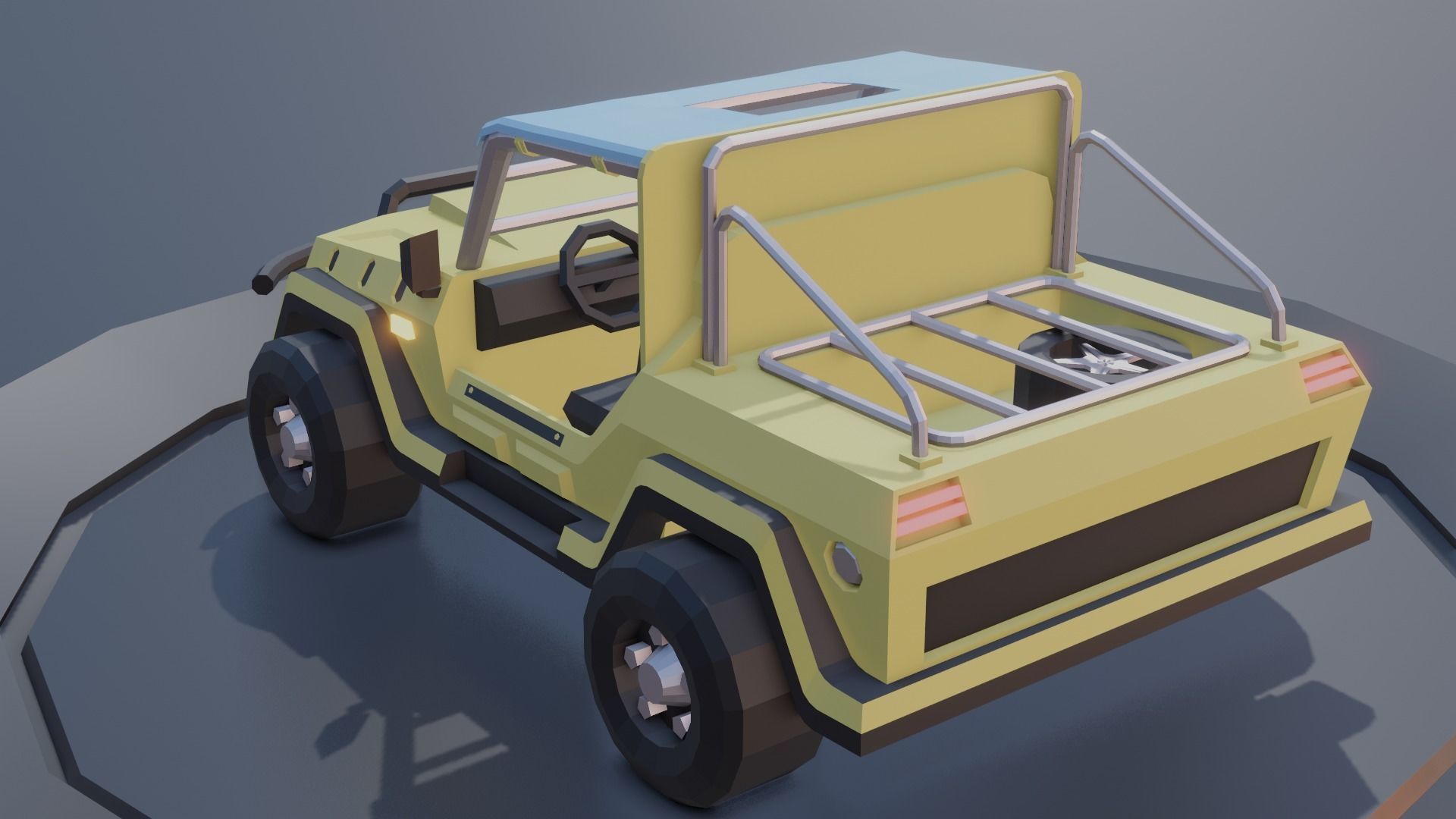 customizable jeep car Low-poly 3D model_23