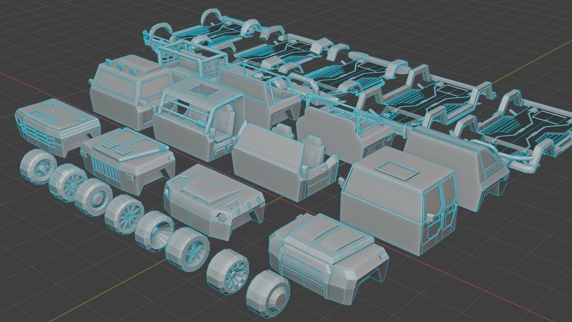 customizable jeep car Low-poly 3D model_3