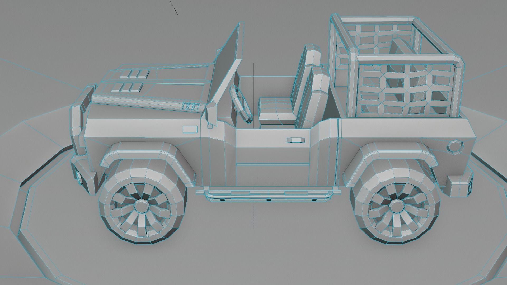 customizable jeep car Low-poly 3D model_20