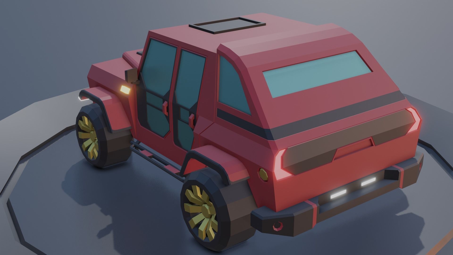 customizable jeep car Low-poly 3D model_12
