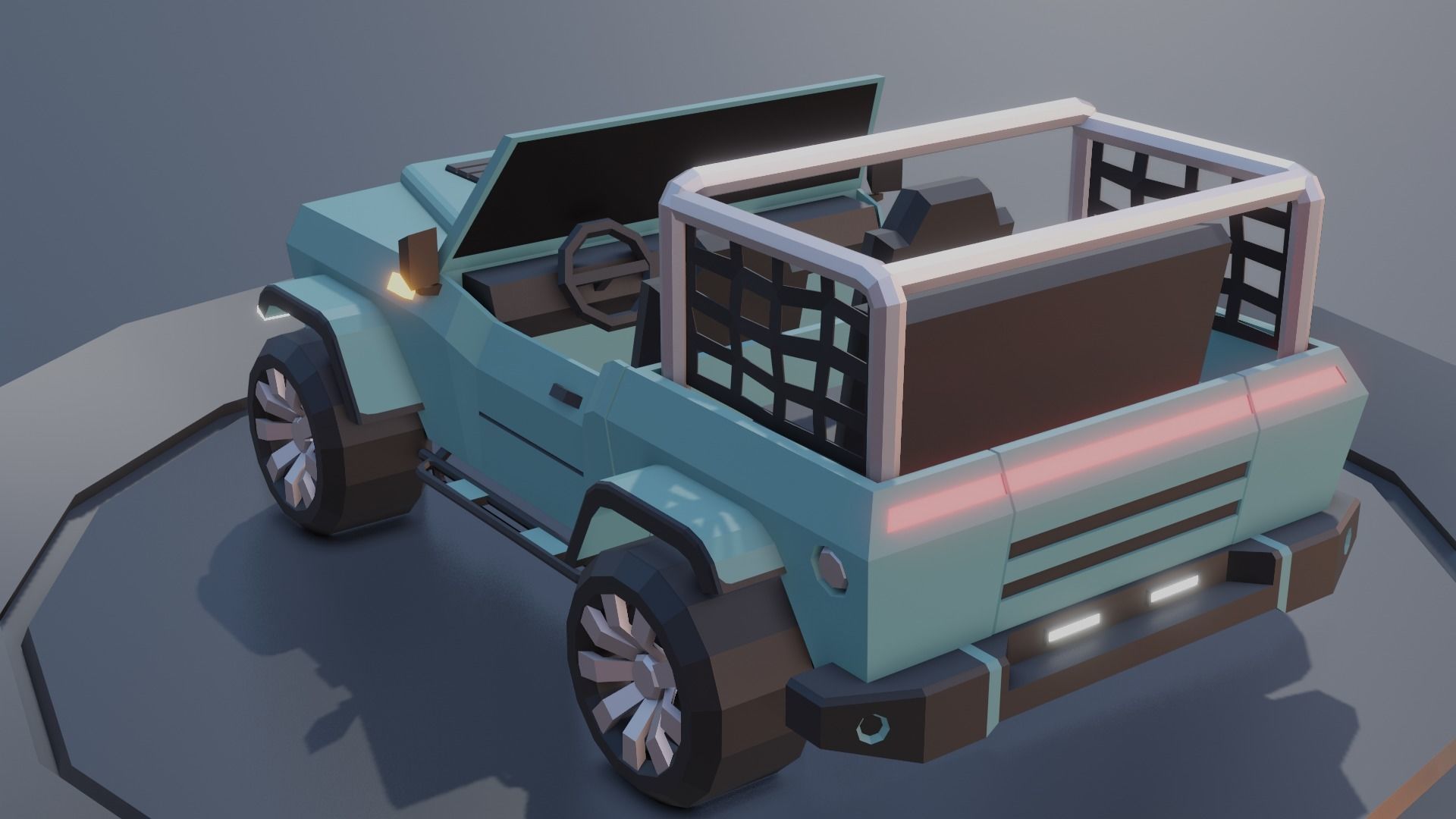 customizable jeep car Low-poly 3D model_18