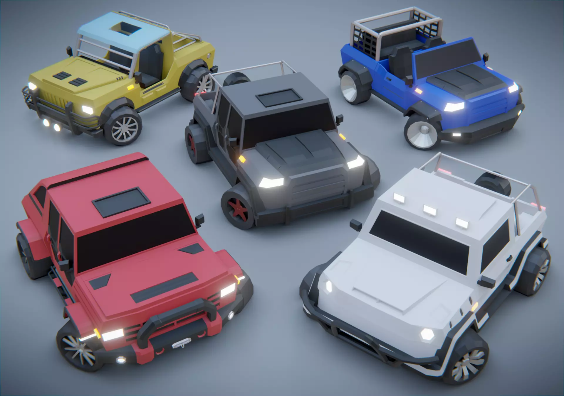customizable jeep car Low-poly 3D model_0