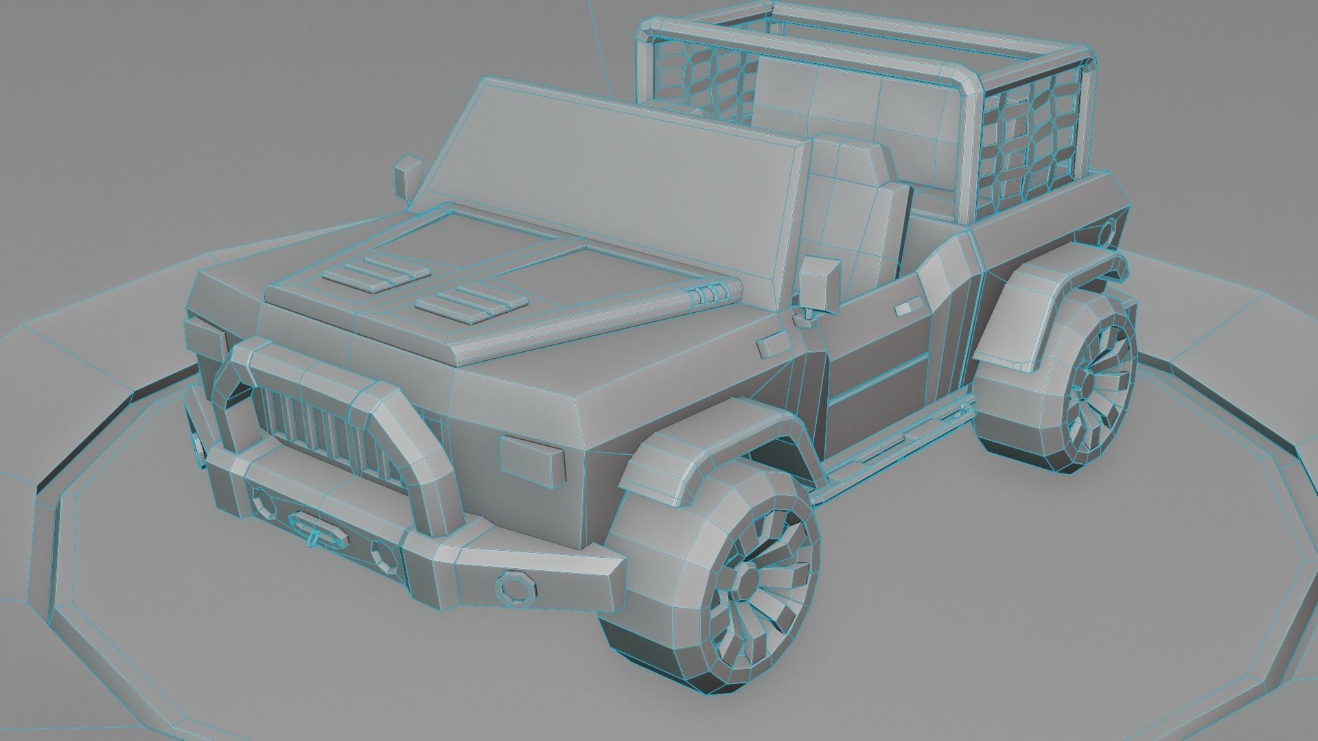 customizable jeep car Low-poly 3D model_21