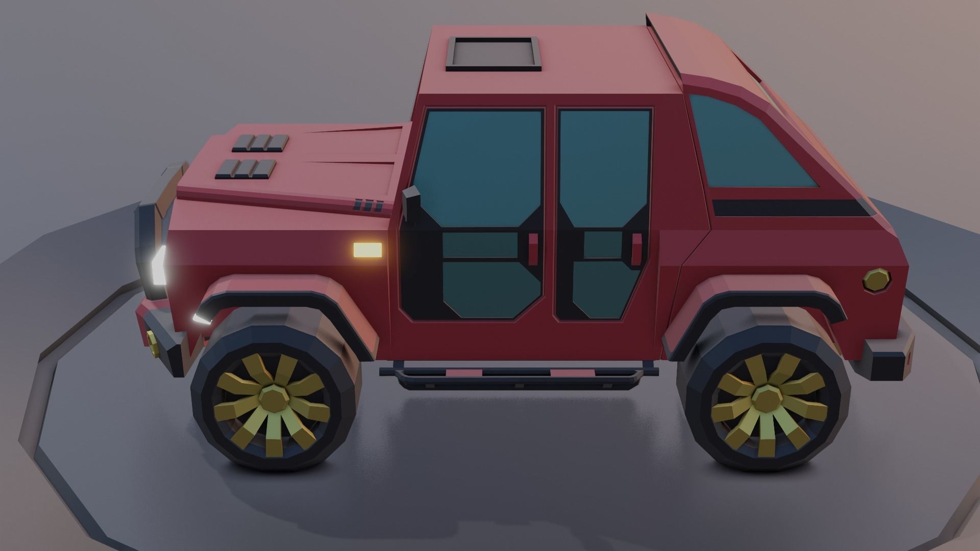 customizable jeep car Low-poly 3D model_11