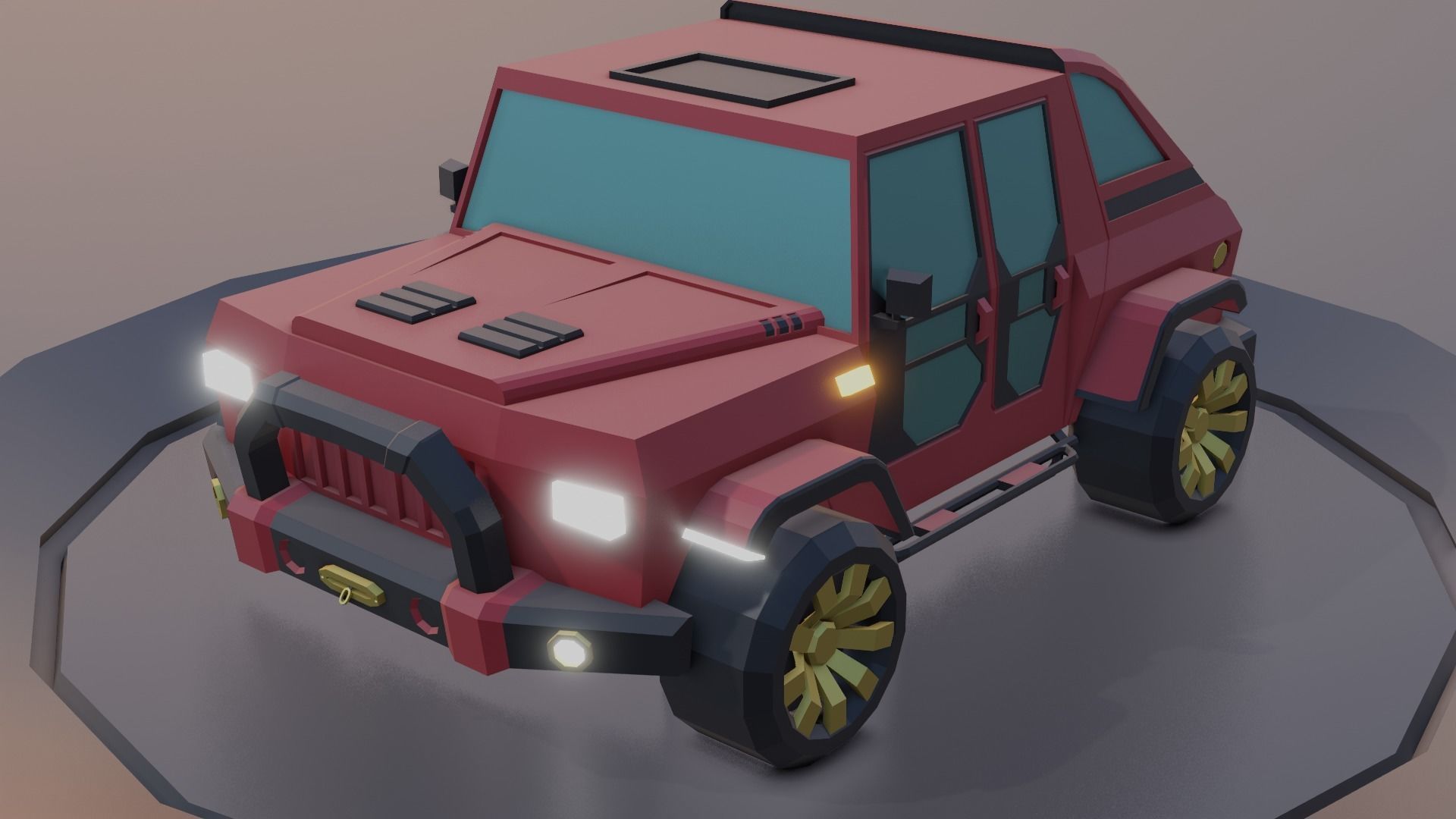 customizable jeep car Low-poly 3D model_10