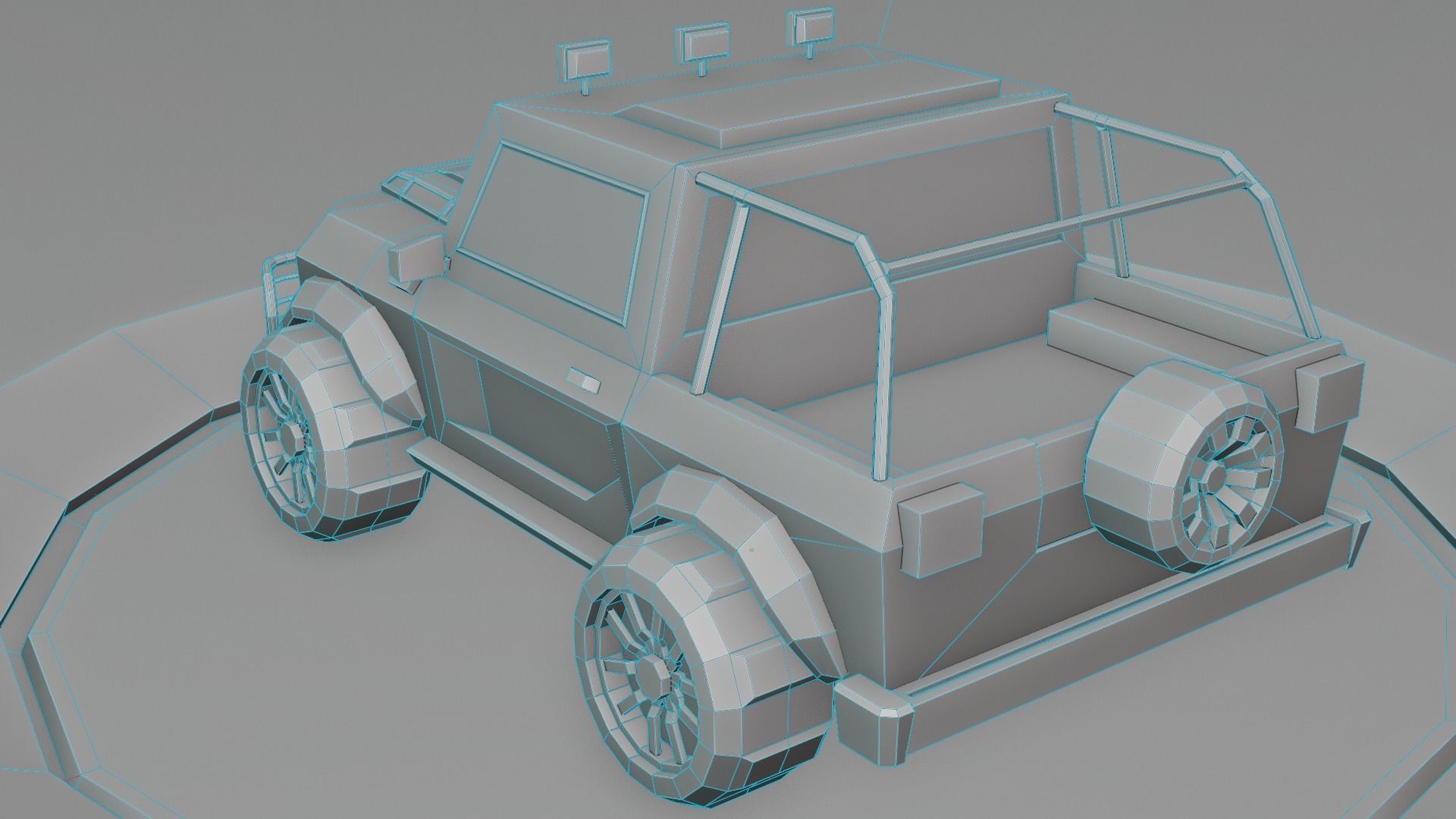 customizable jeep car Low-poly 3D model_8