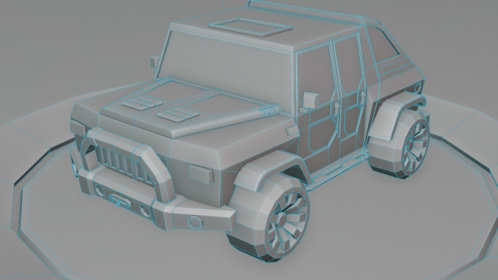customizable jeep car Low-poly 3D model_15