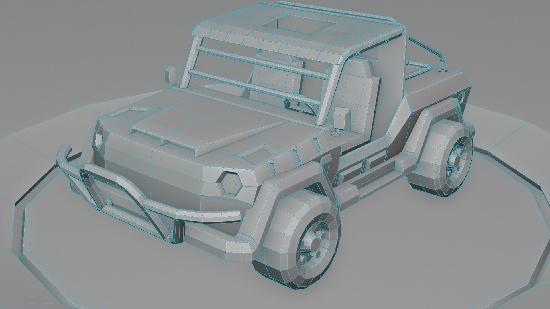 customizable jeep car Low-poly 3D model_27