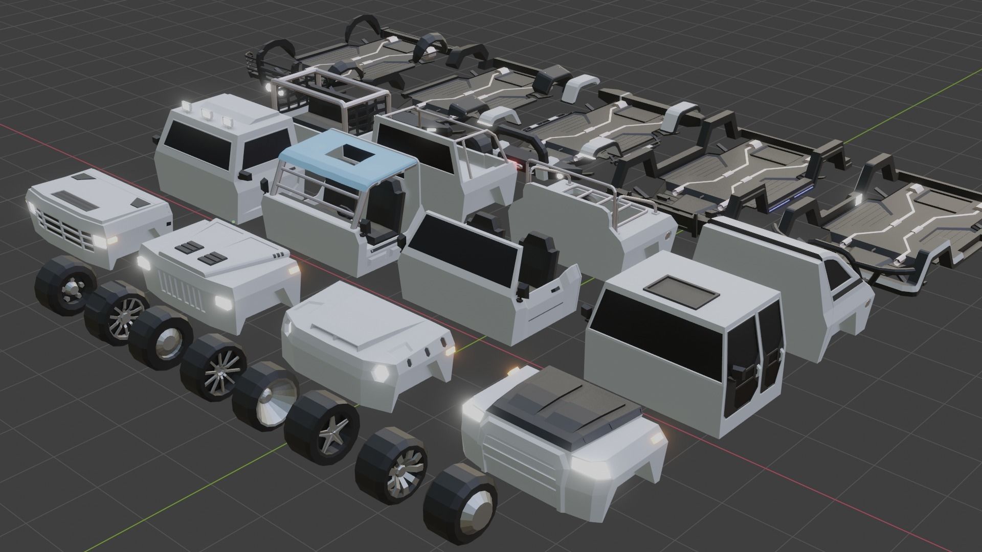 customizable jeep car Low-poly 3D model_2