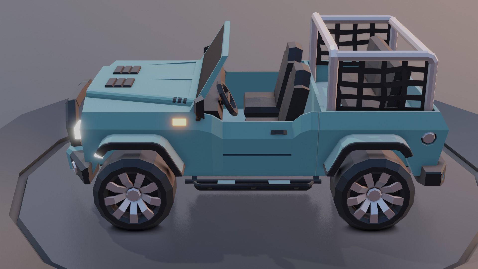 customizable jeep car Low-poly 3D model_16