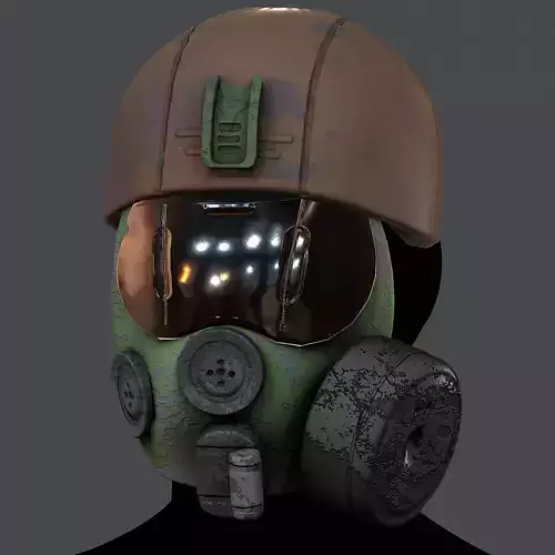 Gas mask helmet 3d model scifi Low-poly 