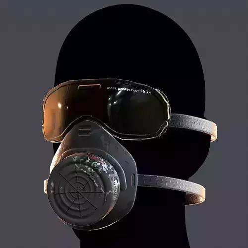 Gas mask helmet 3d model scifi Low-poly 