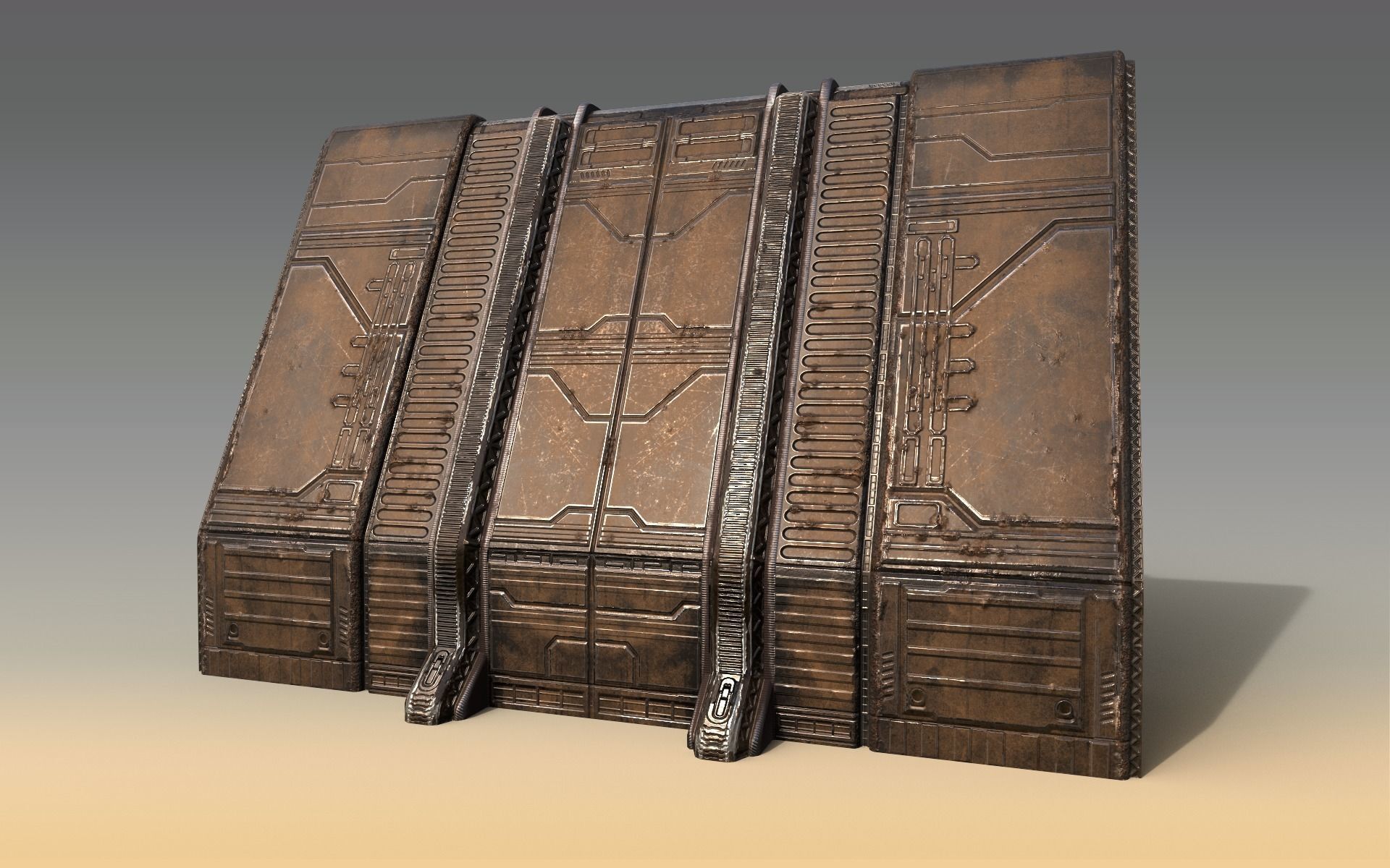 Sci-Fi Outer Wall Low-poly 3D model_8