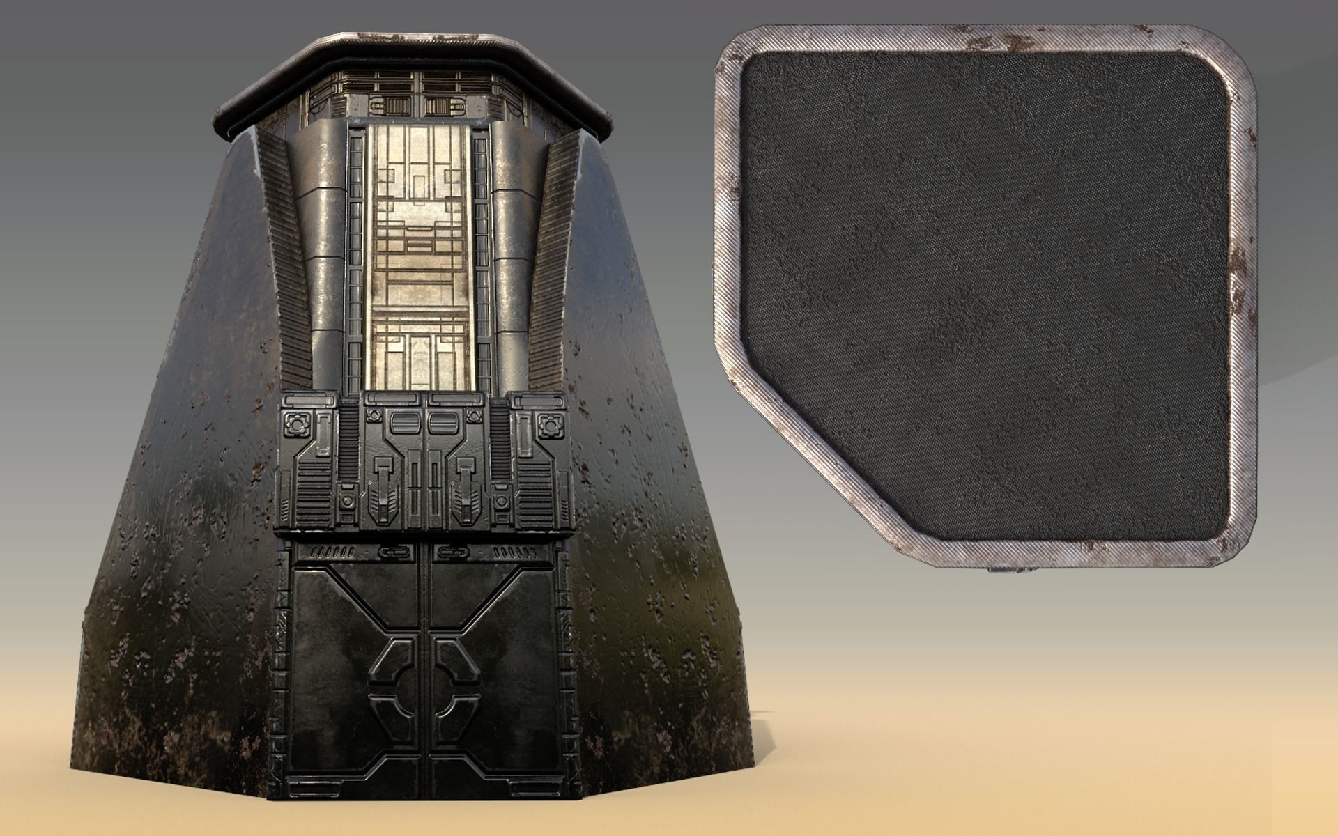 Sci-Fi Outer Wall Low-poly 3D model_7