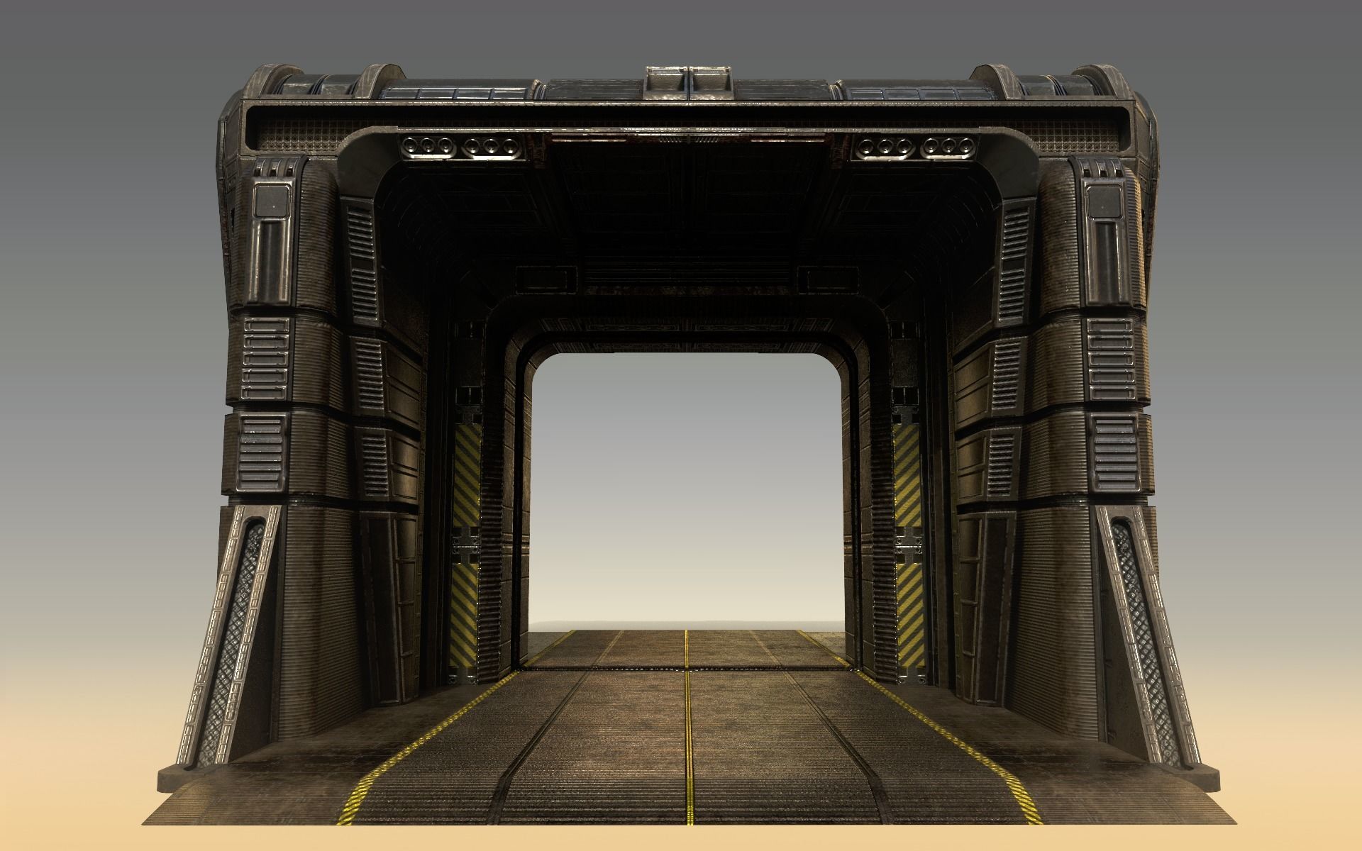 Sci-Fi Outer Wall Low-poly 3D model_3