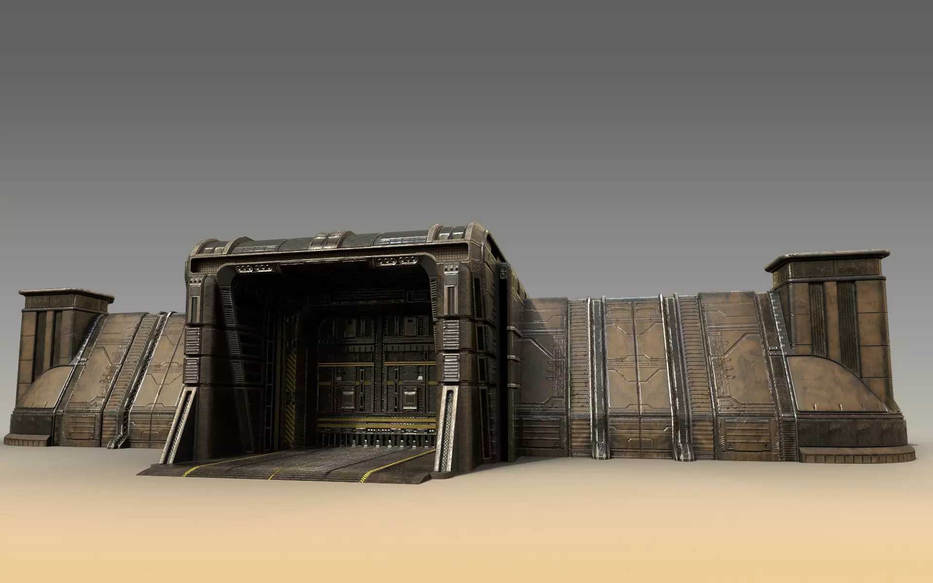 Sci-Fi Outer Wall Low-poly 3D model_0