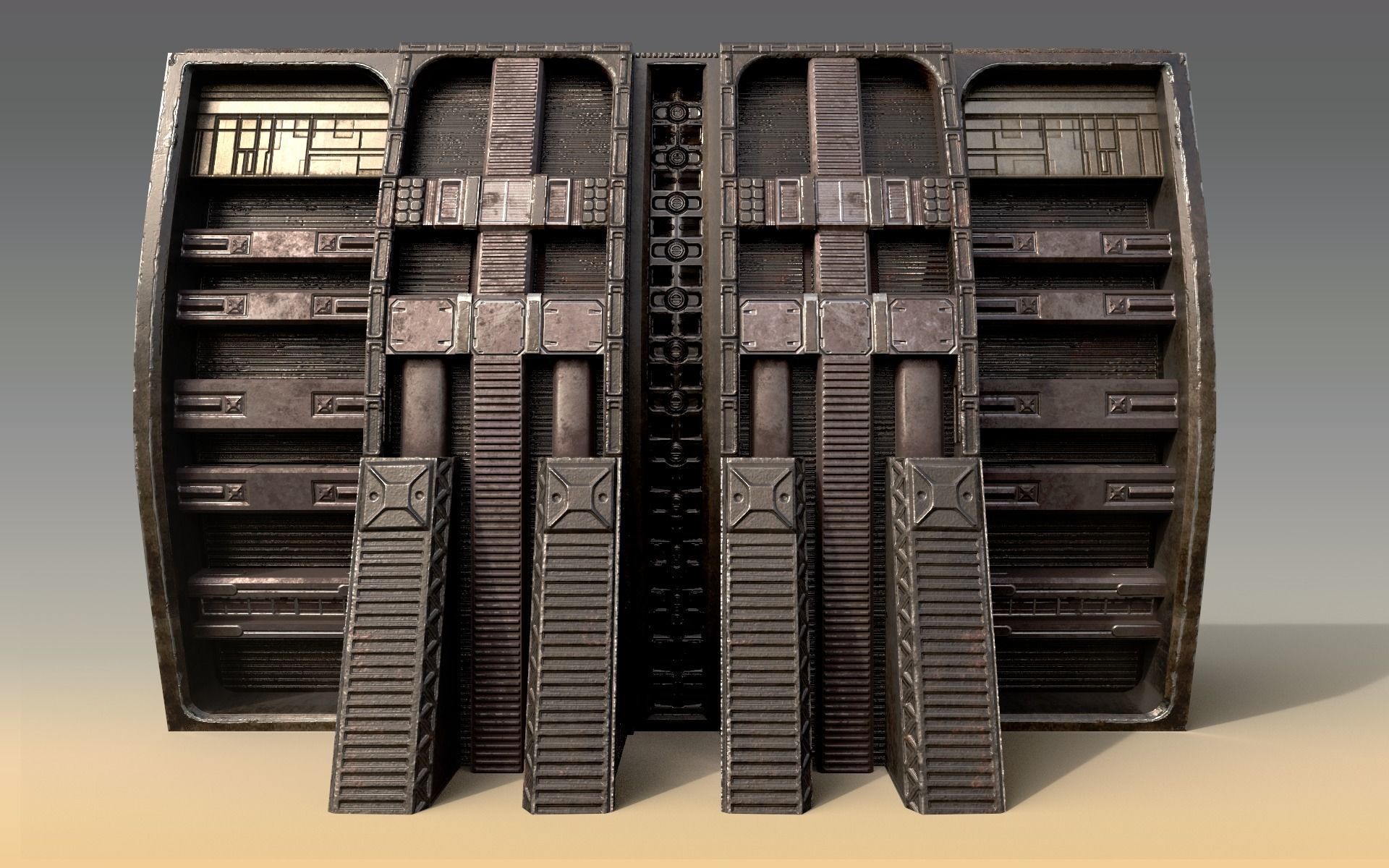 Sci-Fi Outer Wall Low-poly 3D model_9