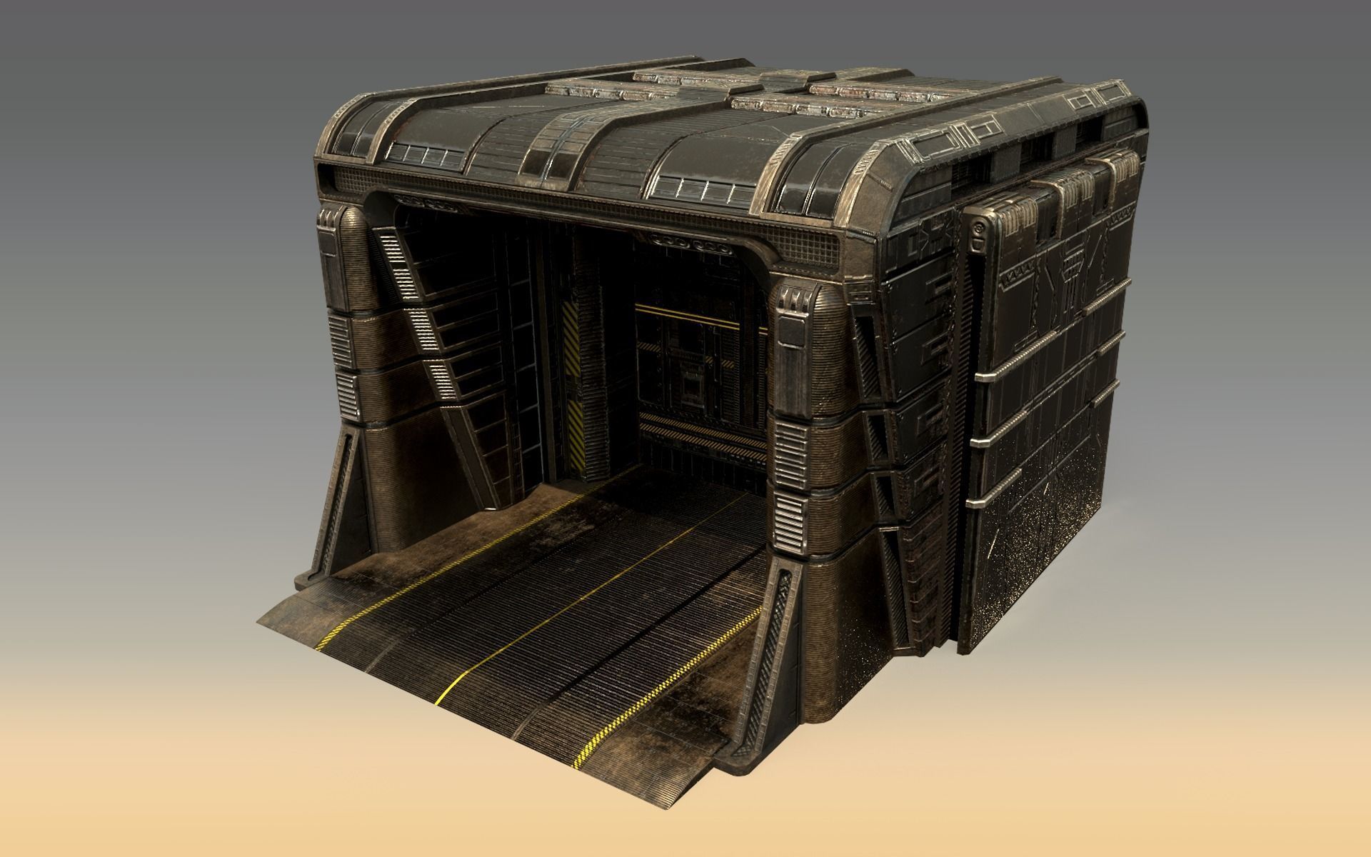 Sci-Fi Outer Wall Low-poly 3D model_4