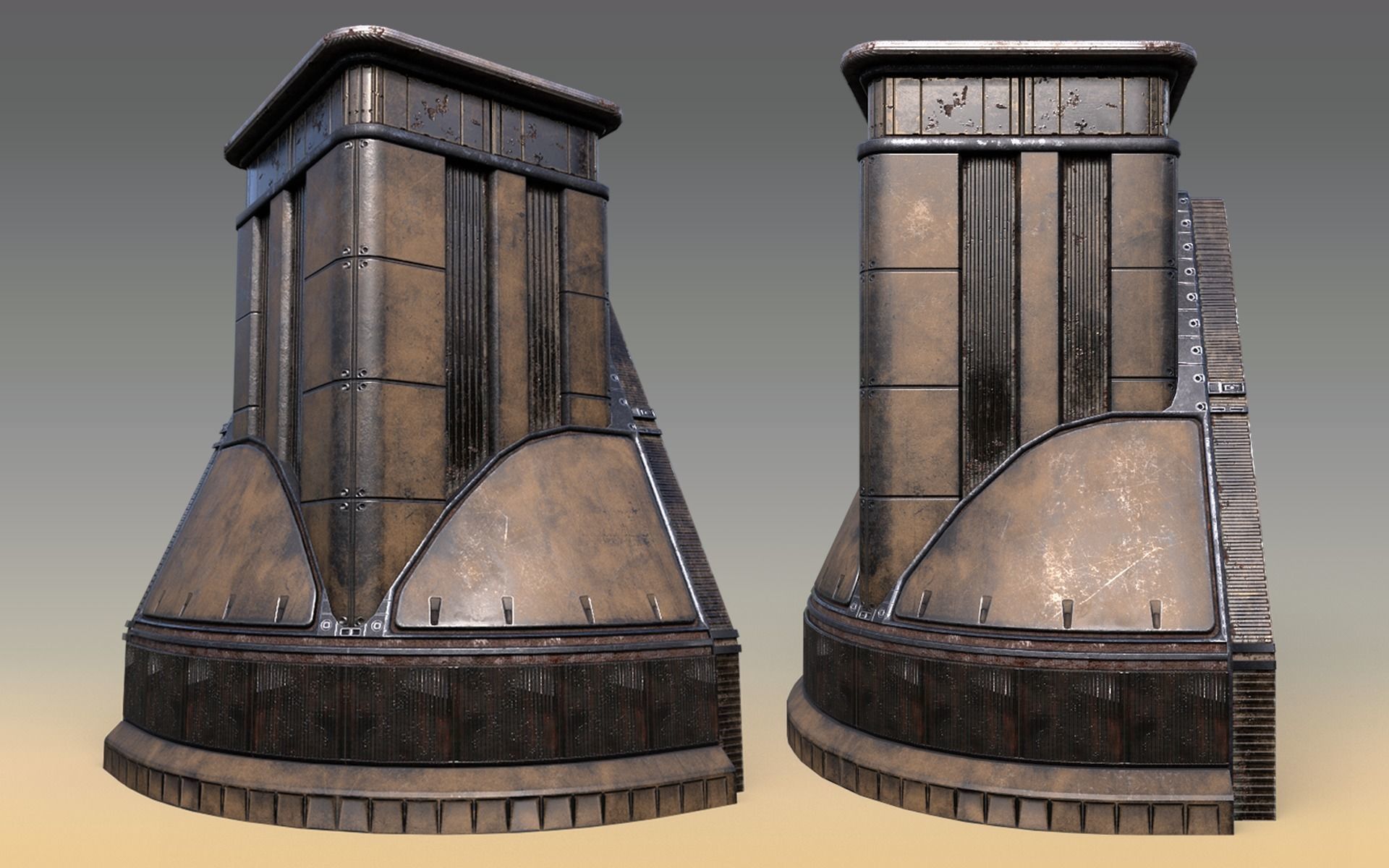 Sci-Fi Outer Wall Low-poly 3D model_6