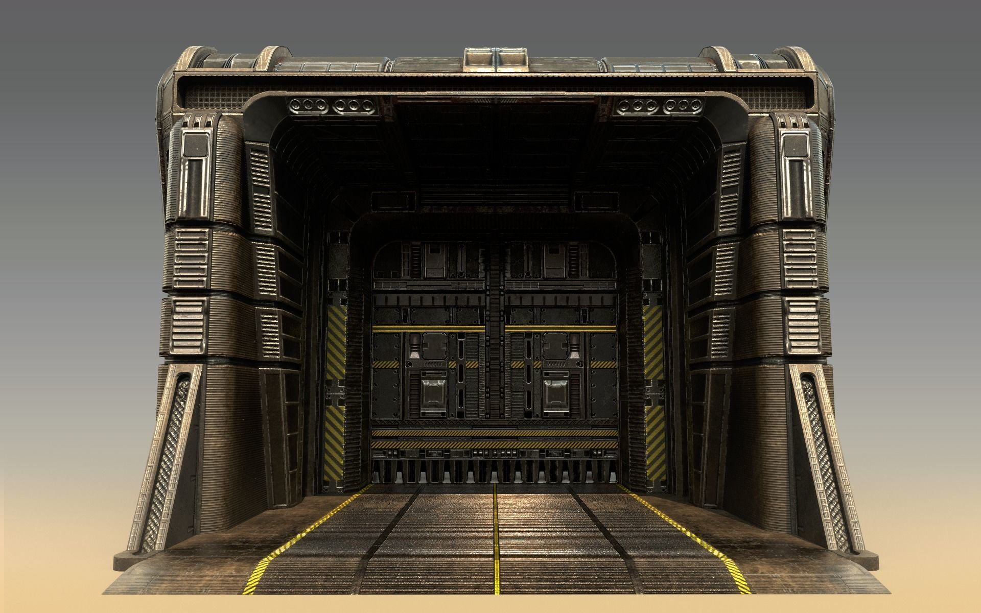 Sci-Fi Outer Wall Low-poly 3D model_2