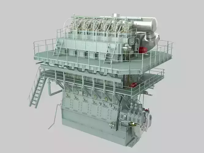 Marine low speed diesel engine 3D model