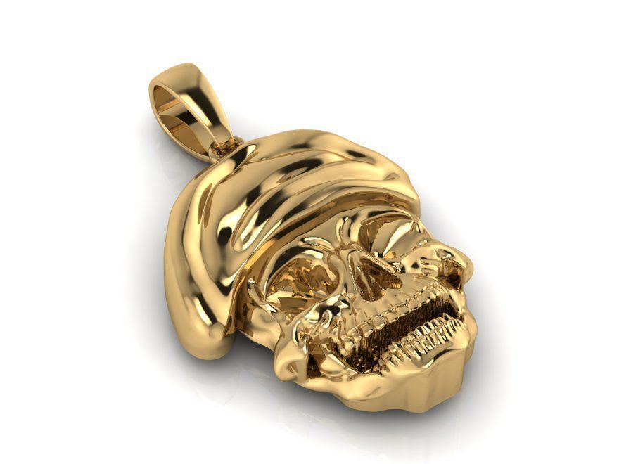 skull pendant solid 3D print model_2