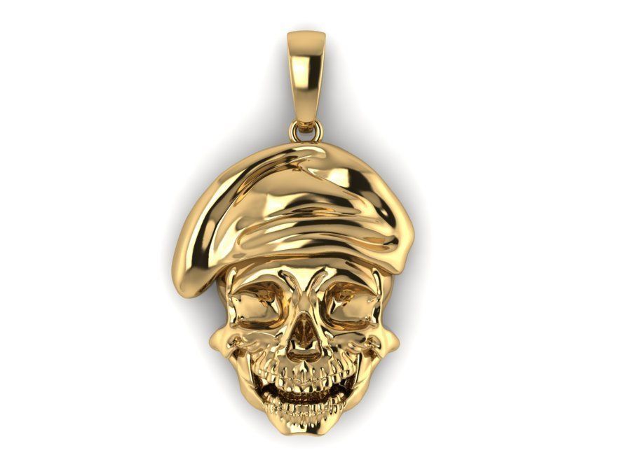 skull pendant solid 3D print model_1