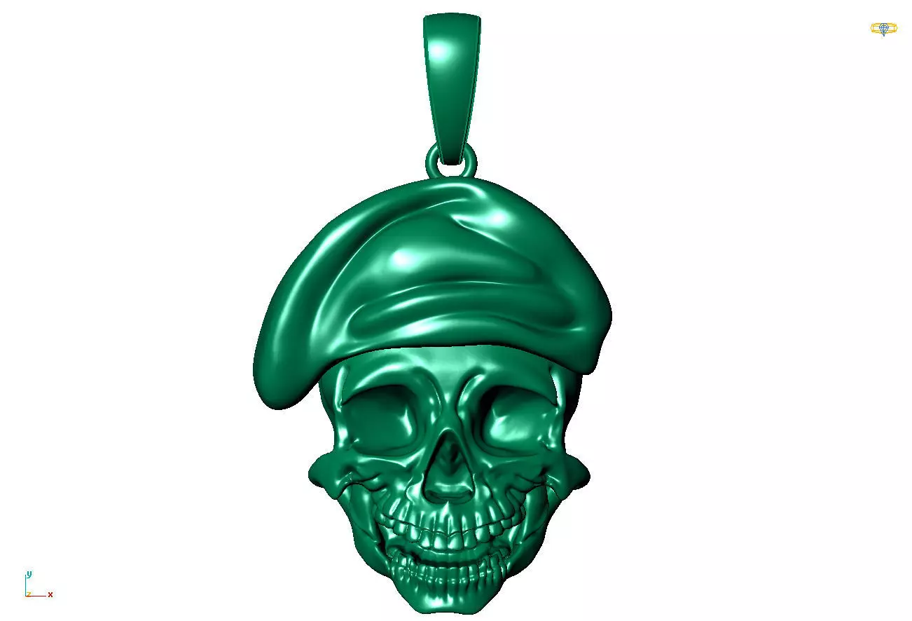 skull pendant solid 3D print model_0