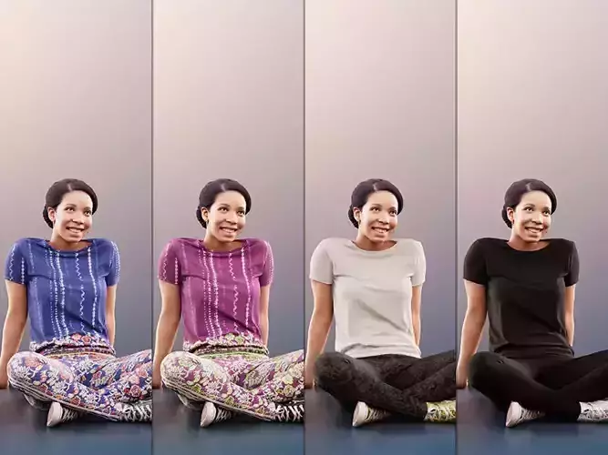 Yanelle 10966 -4 Texturevariations- Black Woman sitting fitness 3D model