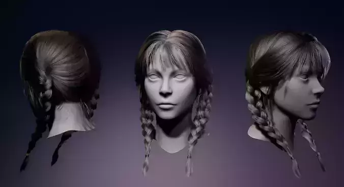 Game Realtime Braids Hairstyle UE4