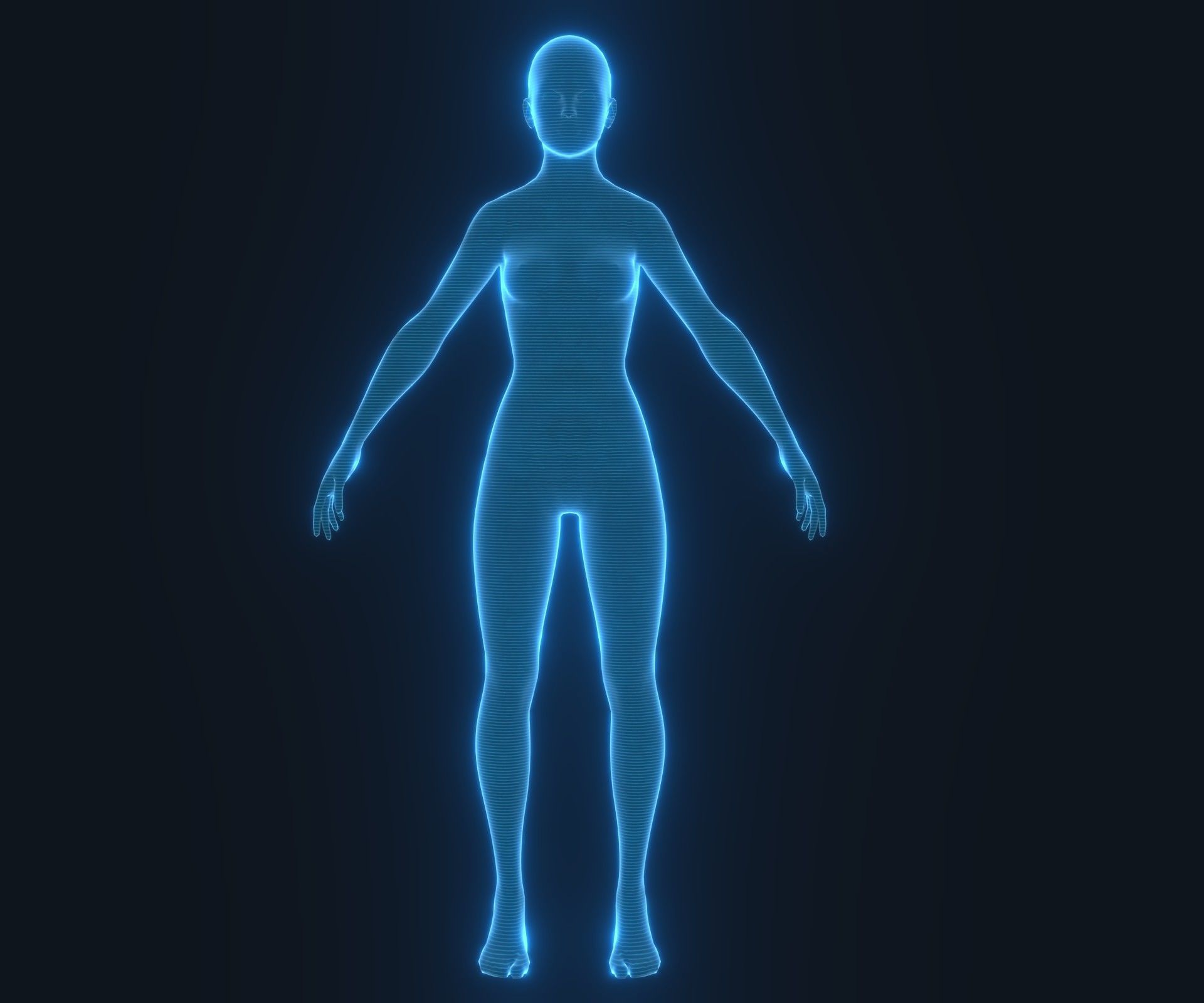 Human Hologram Female 3D Model Low-poly 3D model_2