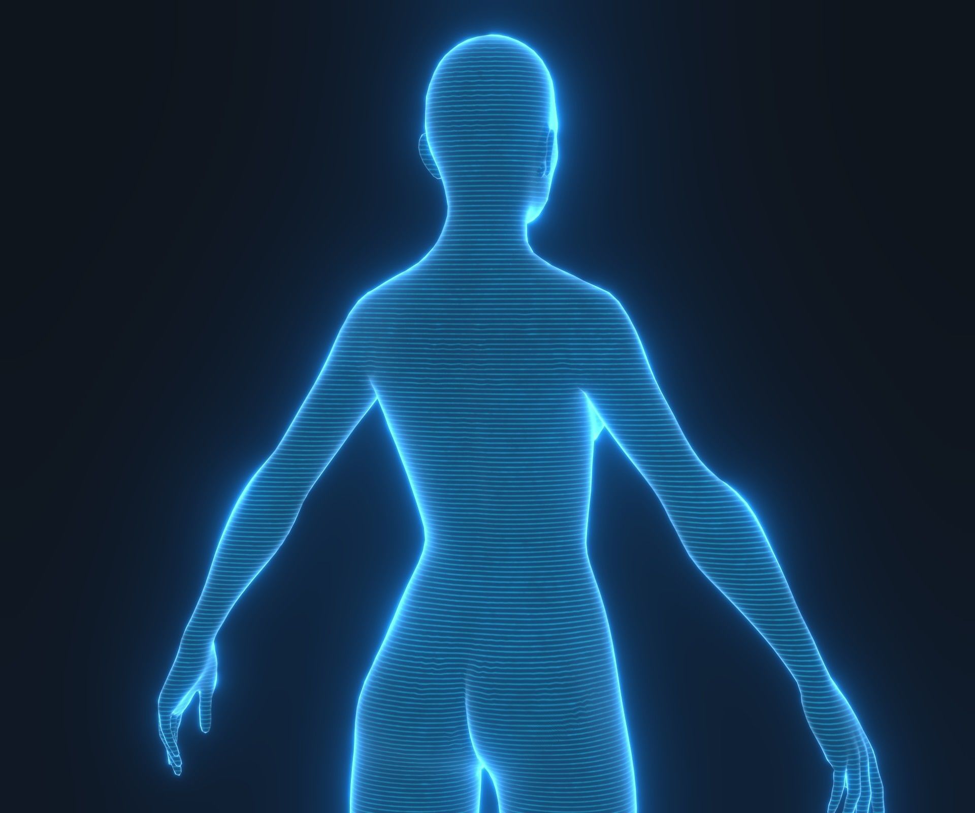 Human Hologram Female 3D Model Low-poly 3D model_15