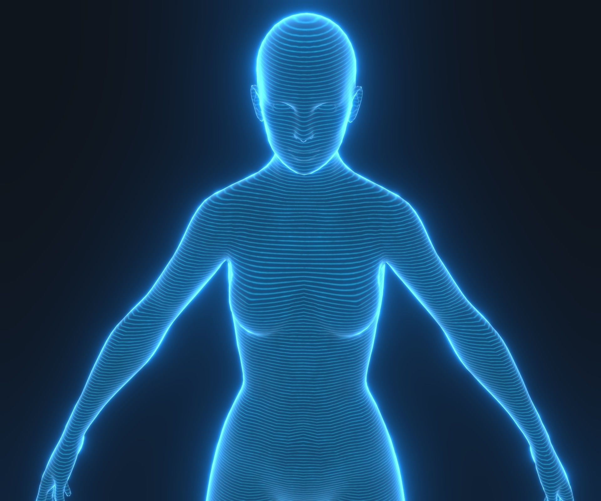 Human Hologram Female 3D Model Low-poly 3D model_8