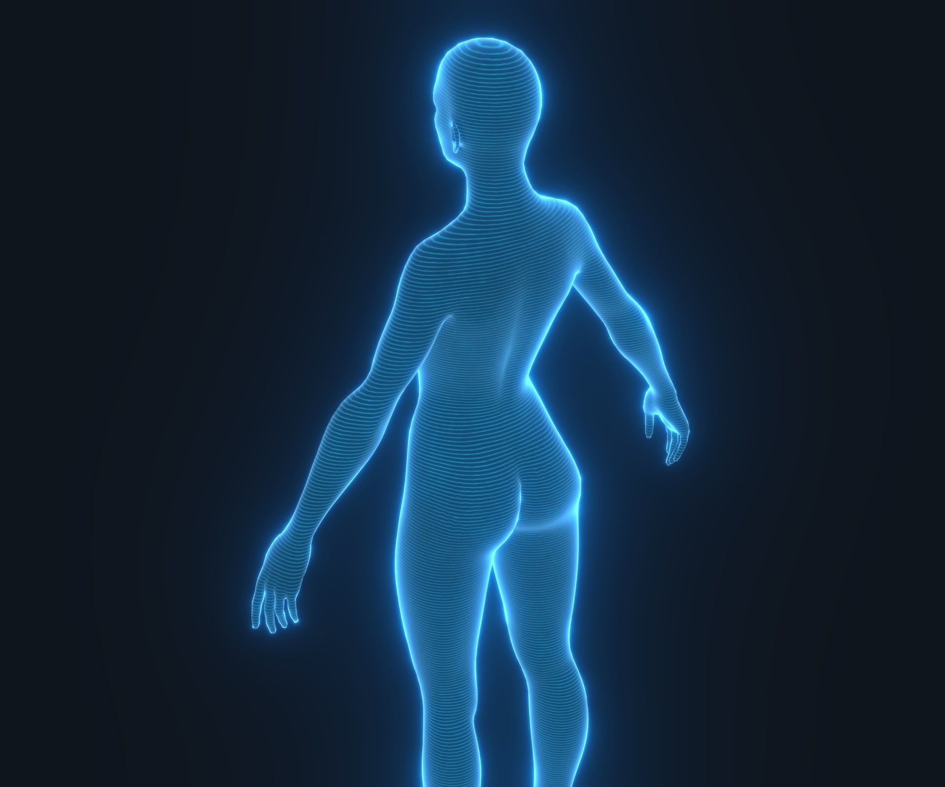 Human Hologram Female 3D Model Low-poly 3D model_12