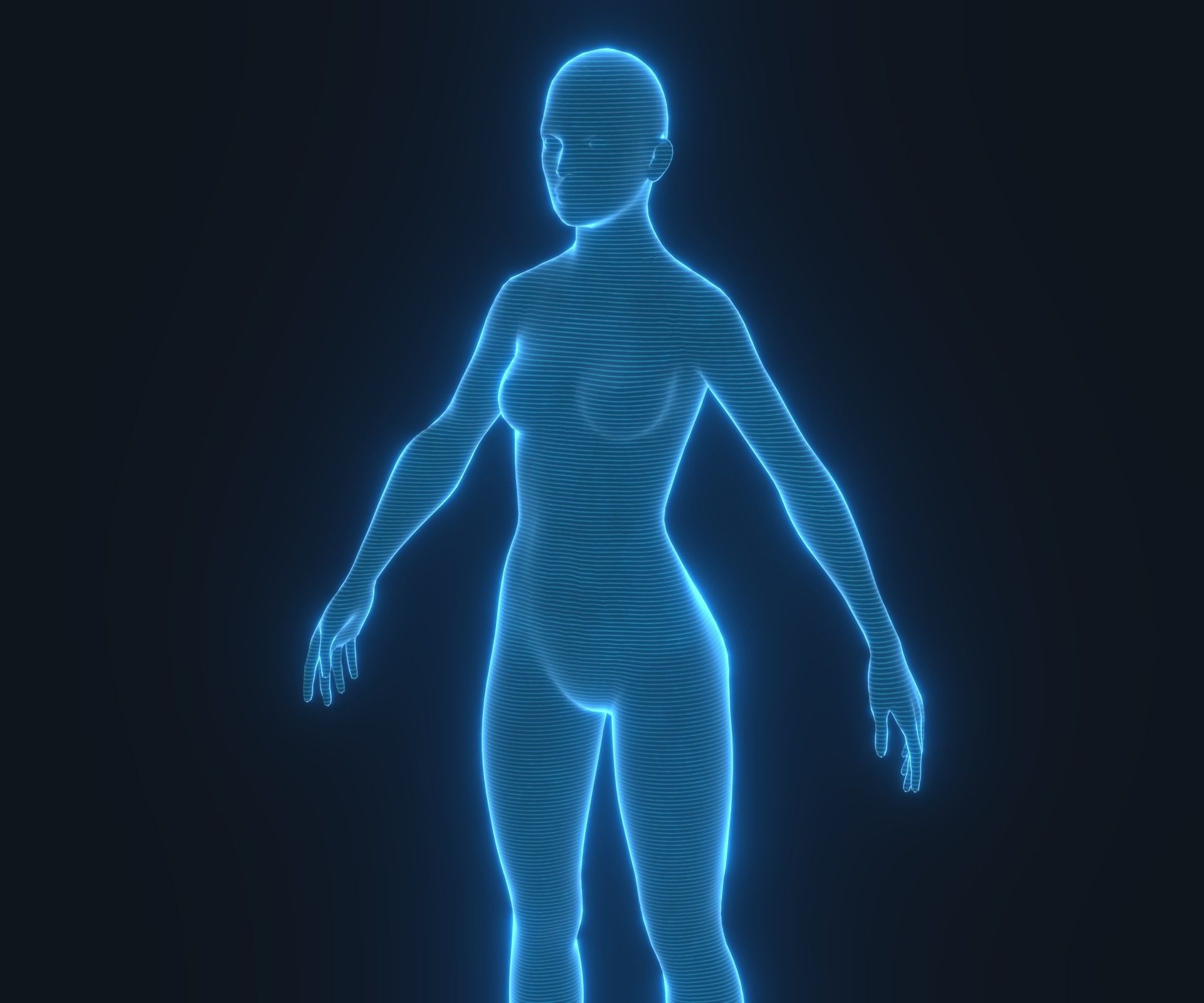 Human Hologram Female 3D Model Low-poly 3D model_11
