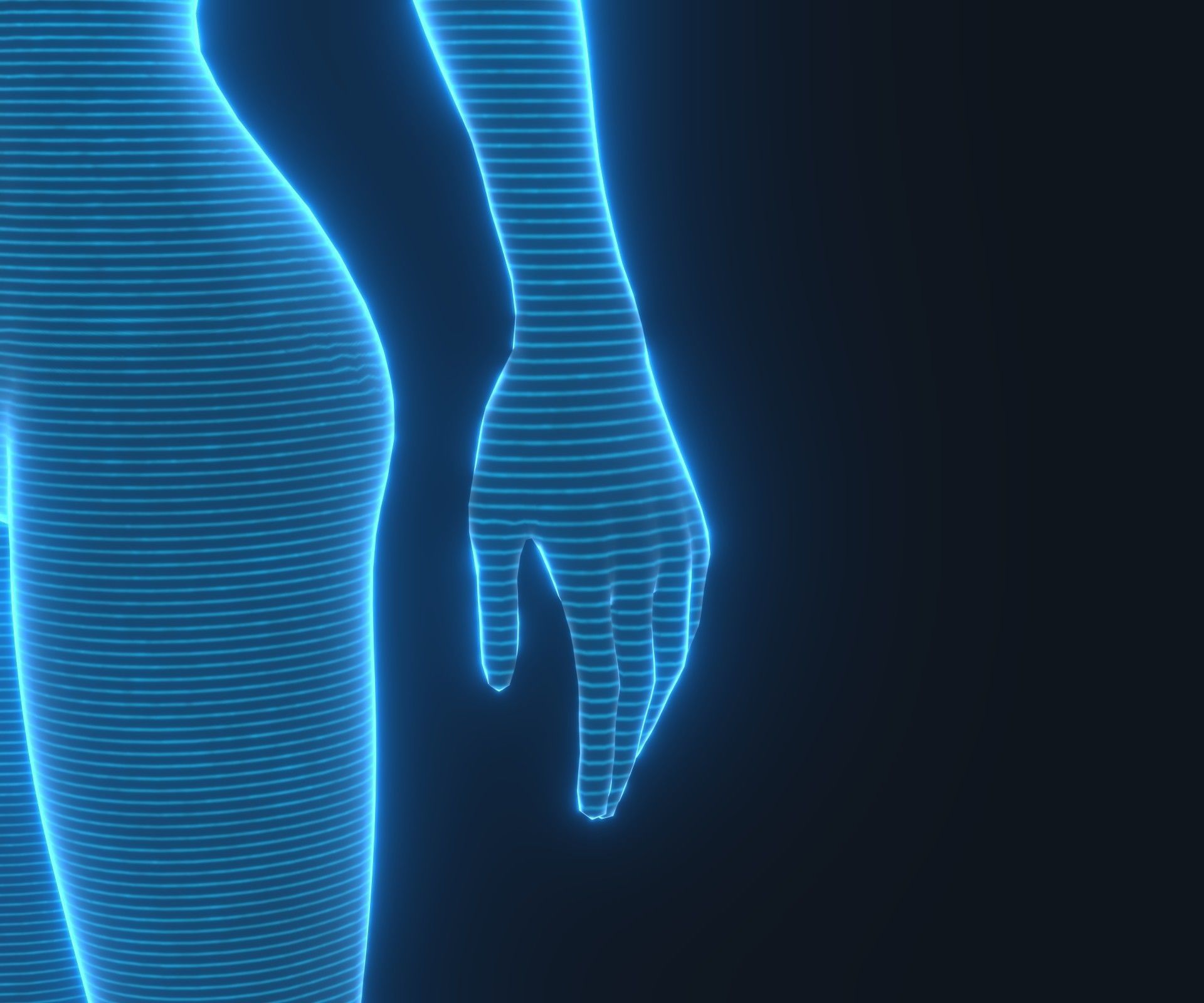 Human Hologram Female 3D Model Low-poly 3D model_19