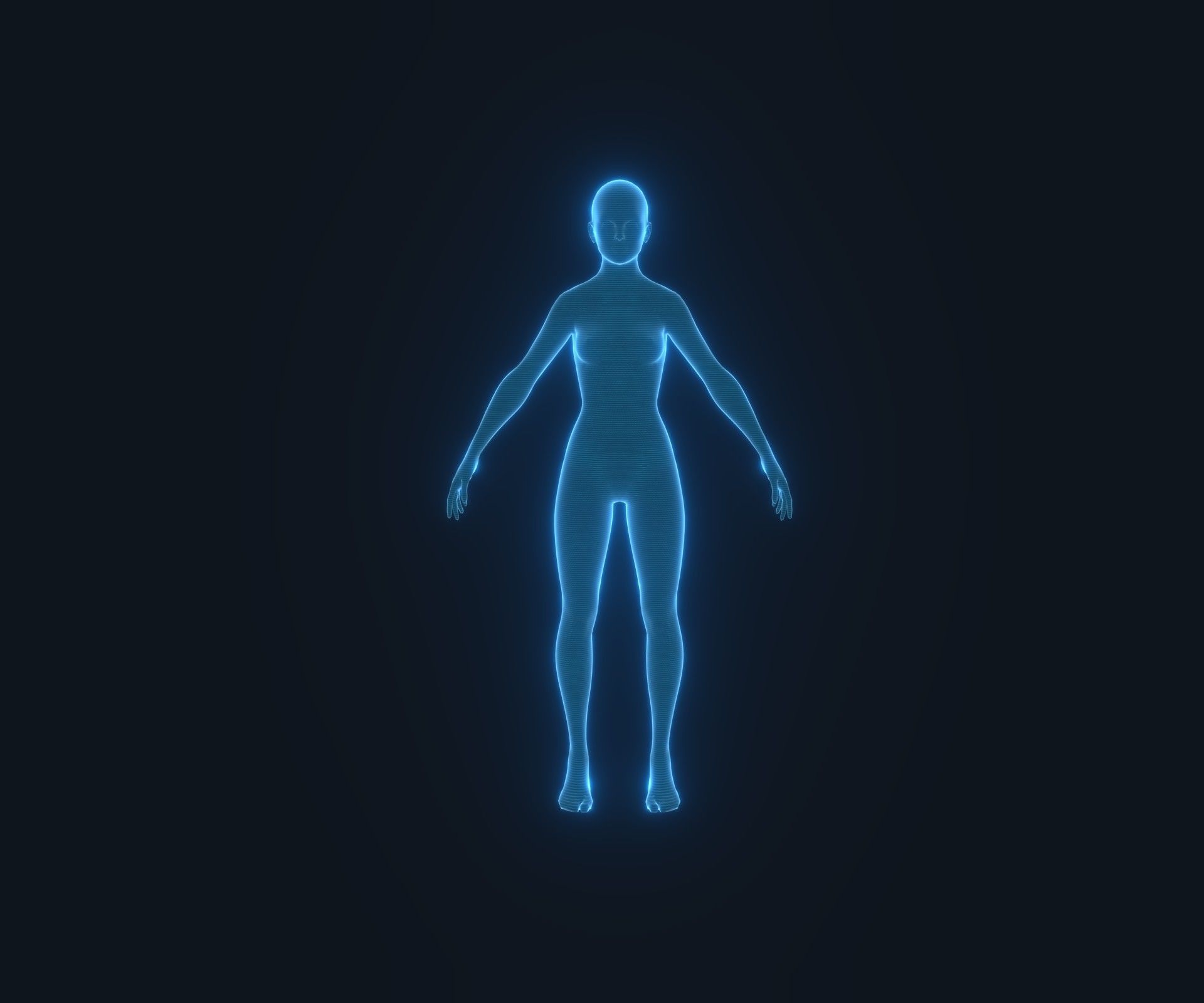 Human Hologram Female 3D Model Low-poly 3D model_14