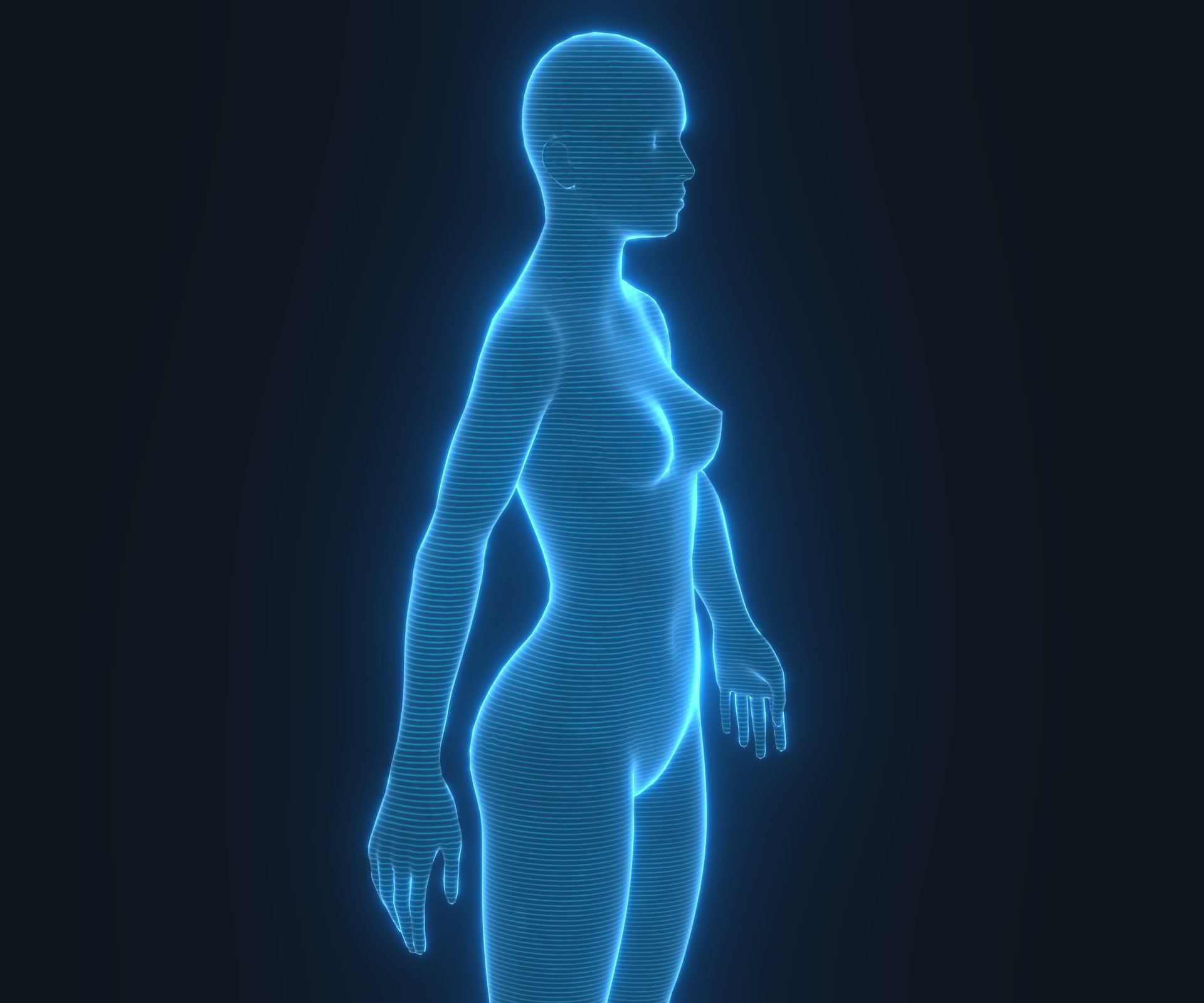 Human Hologram Female 3D Model Low-poly 3D model_17