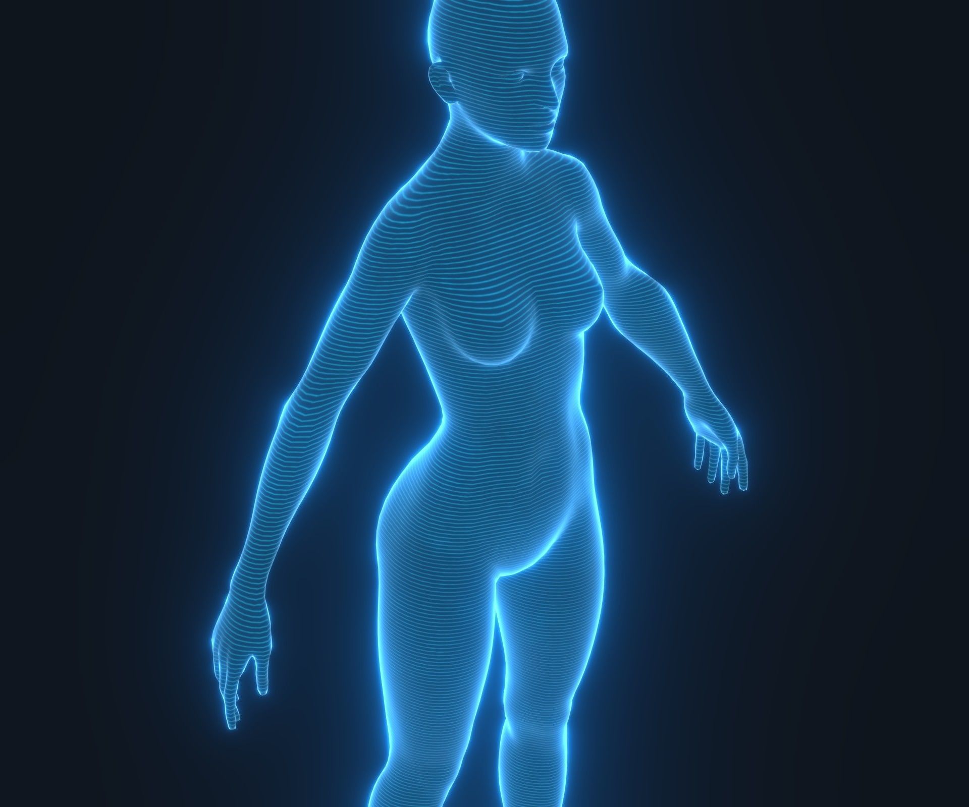 Human Hologram Female 3D Model Low-poly 3D model_13
